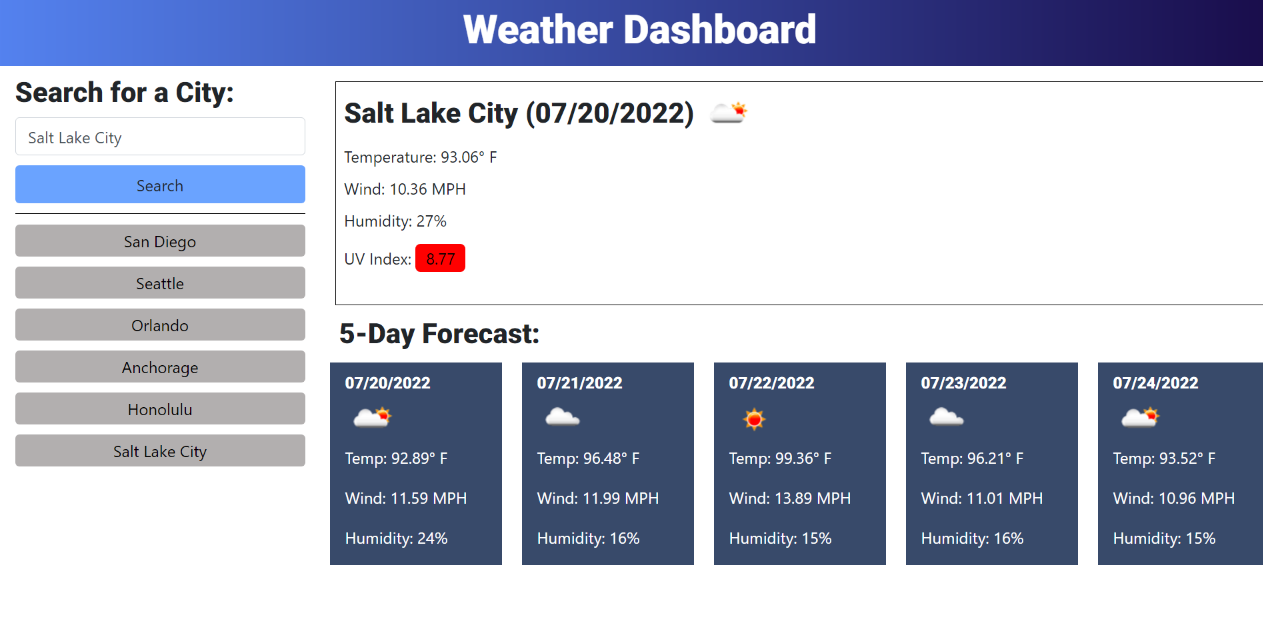 Weather Dashboard Site