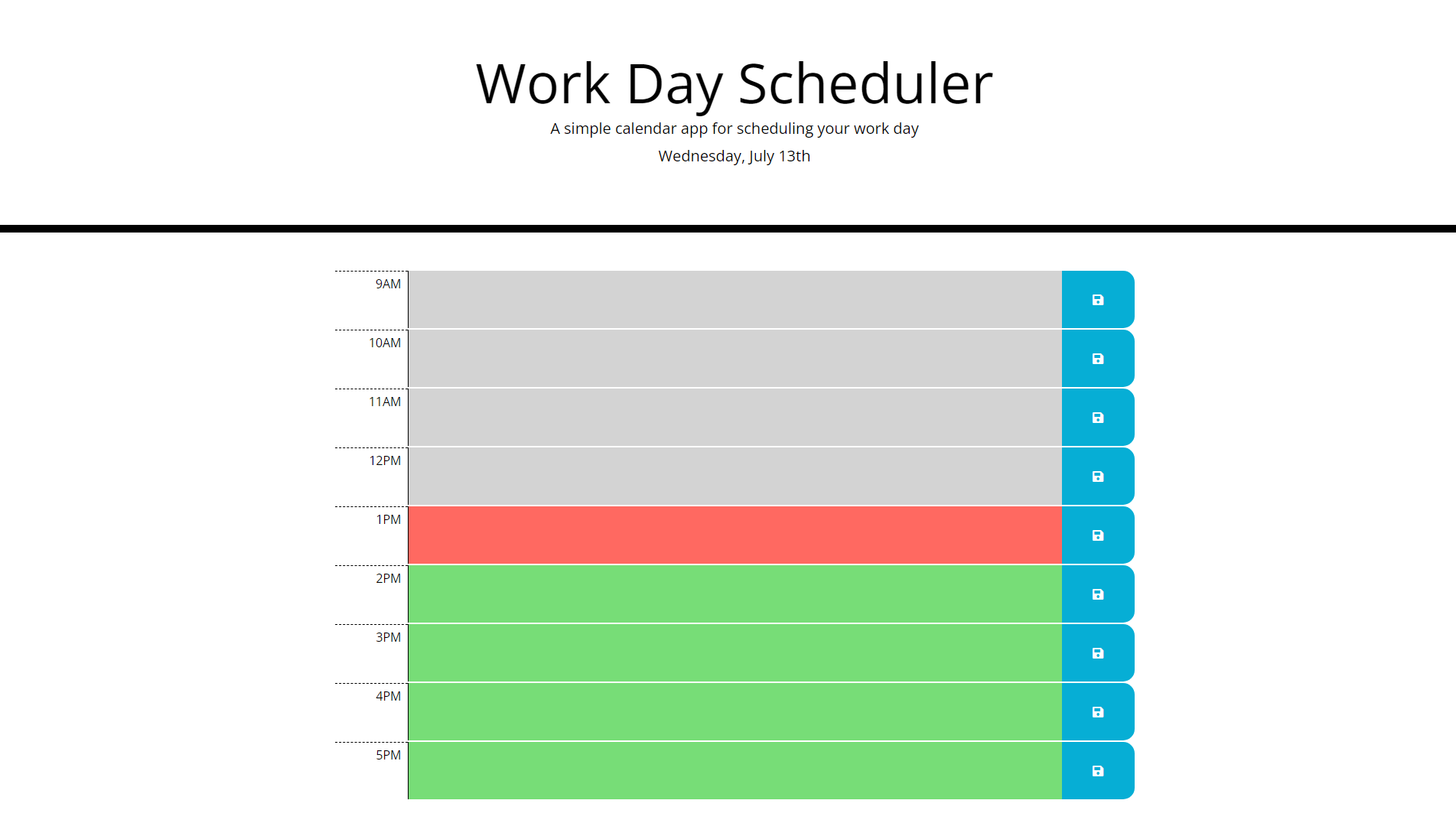 Work Day Scheduler Site